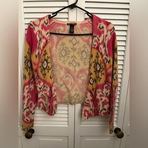 Lucky Brand Pink and Yellow Patterned Cardigan